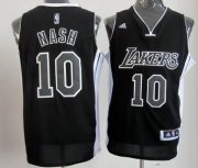 Wholesale Cheap Los Angeles Lakers #10 Steve Nash Revolution 30 Swingman All Black With White Jersey