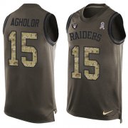 Wholesale Cheap Nike Raiders #15 Nelson Agholor Green Men's Stitched NFL Limited Salute To Service Tank Top Jersey