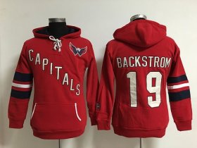Wholesale Cheap Washington Capitals #19 Nicklas Backstrom Red Women\'s Old Time Heidi NHL Hoodie
