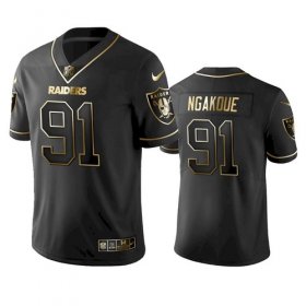 Wholesale Cheap Men\'s Las Vegas Raiders #91 Yannick Ngakoue Black Golden Edition Jersey