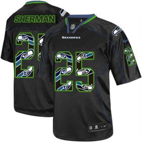 Wholesale Cheap Nike Seahawks #25 Richard Sherman New Lights Out Black Men\'s Stitched NFL Elite Jersey