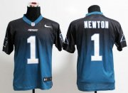 Wholesale Cheap Nike Panthers #1 Cam Newton Black/Blue Men's Stitched NFL Elite Fadeaway Fashion Jersey