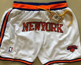 Wholesale Cheap Men\'s New York Knicks White Just Don Shorts Swingman Shorts