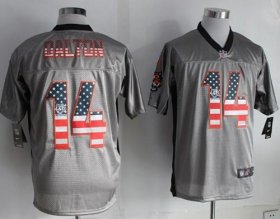 Wholesale Cheap Nike Bengals #14 Andy Dalton Grey Men\'s Stitched NFL Elite USA Flag Fashion Jersey