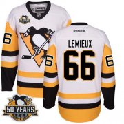 Wholesale Cheap Penguins #66 Mario Lemieux White/Black CCM Throwback 50th Anniversary Stitched NHL Jersey
