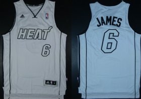 Wholesale Cheap Miami Heats #6 LeBron James Revolution 30 Swingman White Big Color Jersey