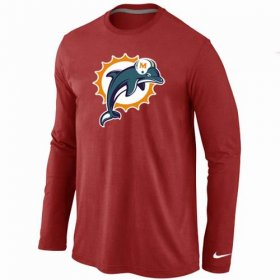 Wholesale Cheap Nike Miami Dolphins Logo Long Sleeve T-Shirt Red