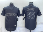 Wholesale Cheap Men's New York Yankees #99 Aaron Judge Black Pitch Black Fashion Replica Stitched Jersey