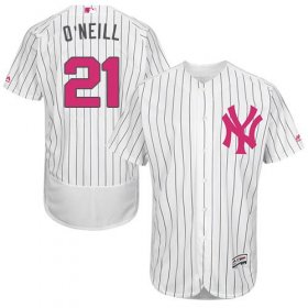 Wholesale Cheap Yankees #21 Paul O\'Neill White Strip Flexbase Authentic Collection Mother\'s Day Stitched MLB Jersey