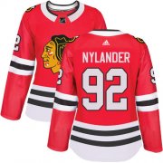 Wholesale Cheap Adidas Blackhawks #92 Alexander Nylander Red Home Authentic Women's Stitched NHL Jersey