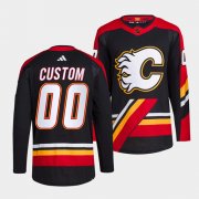 Wholesale Cheap Men's Calgary Flames Custom Black 2022-23 Reverse Retro Stitched Jersey