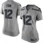 Wholesale Cheap Nike Seahawks #12 Fan Gray Women's Stitched NFL Limited Gridiron Gray Jersey