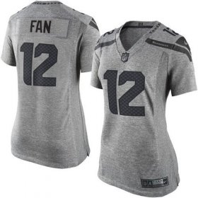 Wholesale Cheap Nike Seahawks #12 Fan Gray Women\'s Stitched NFL Limited Gridiron Gray Jersey