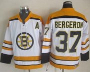 Wholesale Cheap Bruins #37 Patrice Bergeron White CCM Throwback Stitched NHL Jersey