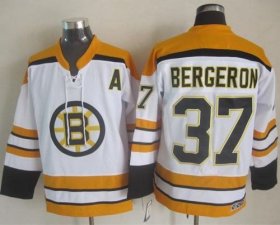 Wholesale Cheap Bruins #37 Patrice Bergeron White CCM Throwback Stitched NHL Jersey