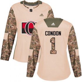 Wholesale Cheap Adidas Senators #1 Mike Condon Camo Authentic 2017 Veterans Day Women\'s Stitched NHL Jersey