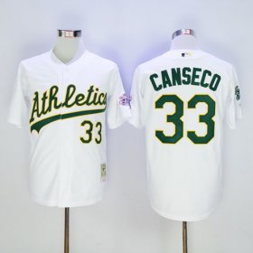 Wholesale Cheap Mitchell And Ness Athletics #33 Jose Canseco White Throwback Stitched MLB Jersey