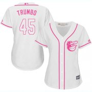 Wholesale Cheap Orioles #45 Mark Trumbo White/Pink Fashion Women's Stitched MLB Jersey