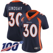 Wholesale Cheap Nike Broncos #30 Phillip Lindsay Navy Blue Alternate Women's Stitched NFL 100th Season Vapor Limited Jersey