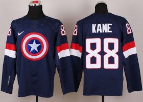 Wholesale Cheap Olympic Team USA #88 Patrick Kane Navy Blue Captain America Fashion Stitched NHL Jersey