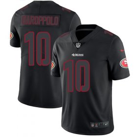 Wholesale Cheap Nike 49ers #10 Jimmy Garoppolo Black Men\'s Stitched NFL Limited Rush Impact Jersey