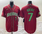 Cheap Men's Mexico Baseball #7 Julio Urias Number 2023 Red Green World Baseball Classic Stitched Jerseys