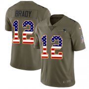 Wholesale Cheap Nike Patriots #12 Tom Brady Olive/USA Flag Men's Stitched NFL Limited 2017 Salute To Service Jersey