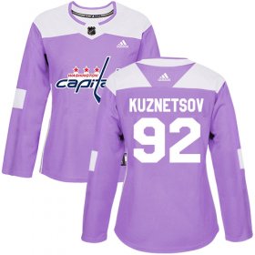 Wholesale Cheap Adidas Capitals #92 Evgeny Kuznetsov Purple Authentic Fights Cancer Women\'s Stitched NHL Jersey