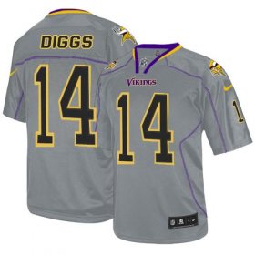 Wholesale Cheap Nike Vikings #14 Stefon Diggs Lights Out Grey Men\'s Stitched NFL Elite Jersey