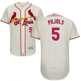 Wholesale Cheap Cardinals #5 Albert Pujols Cream Flexbase Authentic Collection Stitched MLB Jersey