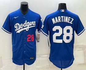 Cheap Men\'s Los Angeles Dodgers #28 JD Martinez Number Blue Stitched MLB Flex Base Nike Jersey