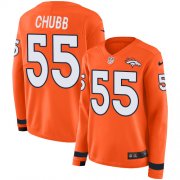 Wholesale Cheap Nike Broncos #55 Bradley Chubb Orange Team Color Women's Stitched NFL Limited Therma Long Sleeve Jersey