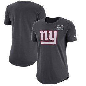 Wholesale Cheap NFL Women\'s New York Giants Nike Anthracite Crucial Catch Tri-Blend Performance T-Shirt