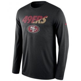 Wholesale Cheap Men\'s San Francisco 49ers Nike Black Legend Staff Practice Long Sleeves Performance T-Shirt