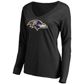 Wholesale Cheap Women\'s Baltimore Ravens Pro Line Primary Team Logo Slim Fit Long Sleeve T-Shirt Black