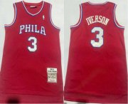 Cheap Men's Philadelphia 76ers #3 Allen Iverson 2002-03 Red Hardwood Classics Soul Swingman Throwback Jersey