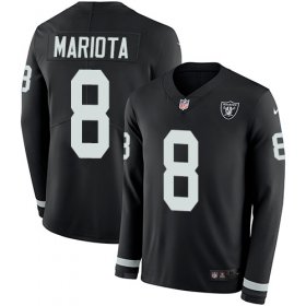 Wholesale Cheap Nike Raiders #8 Marcus Mariota Black Team Color Youth Stitched NFL Limited Therma Long Sleeve Jersey