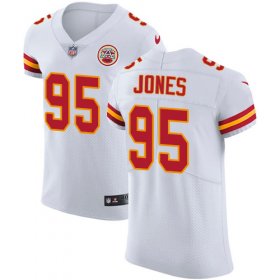 Wholesale Cheap Nike Chiefs #95 Chris Jones White Men\'s Stitched NFL Vapor Untouchable Elite Jersey