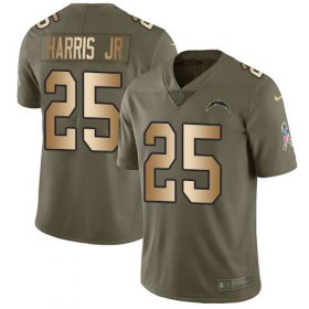 Wholesale Cheap Nike Chargers #25 Chris Harris Jr Olive/Gold Men\'s Stitched NFL Limited 2017 Salute To Service Jersey