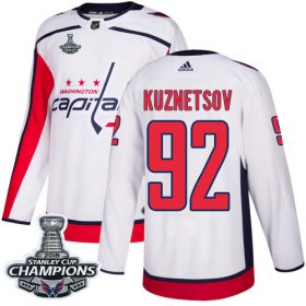 Wholesale Cheap Adidas Capitals #92 Evgeny Kuznetsov White Road Authentic Stanley Cup Final Champions Stitched NHL Jersey