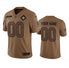 Wholesale Cheap Men\'s New Orleans Saints Active Player Custom 2023 Brown Salute To Setvice Limited Football Stitched Jersey