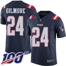 Wholesale Cheap Nike Patriots #24 Stephon Gilmore Navy Blue Men\'s Stitched NFL Limited Rush 100th Season Jersey