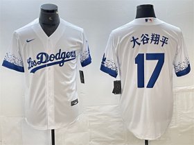 Cheap Men\'s Los Angeles Dodgers #17 White City Connect Cool Base Stitched Jersey