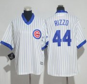 Wholesale Cheap Cubs #44 Anthony Rizzo White(Blue Strip) Cooperstown Stitched Youth MLB Jersey