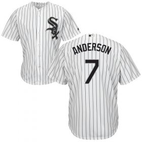 Wholesale Cheap White Sox #7 Tim Anderson White(Black Strip) New Cool Base Stitched MLB Jersey