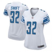 Wholesale Cheap Nike Lions #32 D'Andre Swift White Women's Stitched NFL Elite Jersey