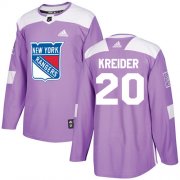 Wholesale Cheap Adidas Rangers #20 Chris Kreider Purple Authentic Fights Cancer Stitched NHL Jersey