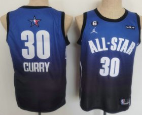Cheap Men\'s Golden State Warriors 30 Stephen Curry Navy Blue 2022 All Star 6 Patch Icon Sponsor Swingman Jersey