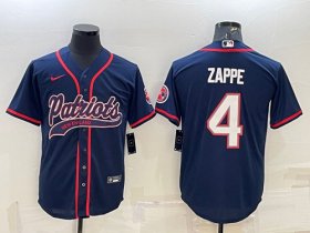 Wholesale Cheap Men\'s New England Patriots #4 Bailey Zappe Navy With Path Cool Base Stitched Baseball Jersey