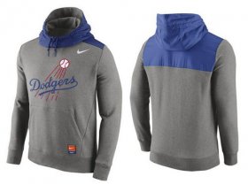 Wholesale Cheap Men\'s Los Angeles Dodgers Nike Gray Cooperstown Collection Hybrid Pullover Hoodie_1